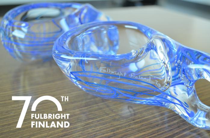Glass Kuksa created by Jonathan Capps to celebrate the Fulbright Finland Foundation milestones