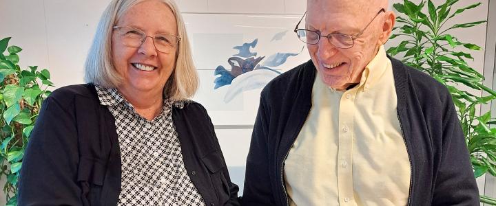 Carol Tenopir and Jerry Lundeen at the Fulbright Finland Foundation office