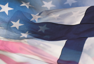 American and Finnish flags