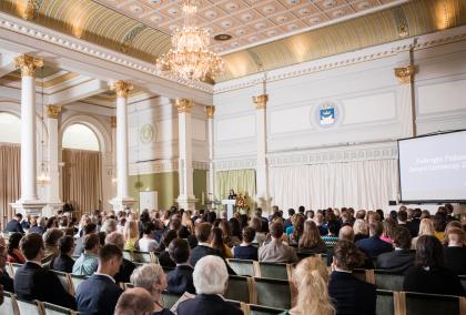 Photo of the audience of the 2018 Fulbright Finland Award Ceremony at the Helsinki City Hall