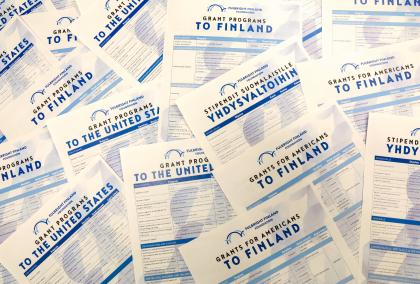 Picture of the Fulbright Finland Foundation Grant leaflets