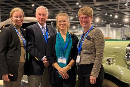 Two Finnish Fulbrighters, Carita Eklund and Saara Ala-luopa with alum Ed Sivak and Jenni Carney, the development director at the Cleveland Counsel of World Affairs.