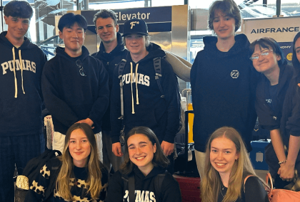 Mikayla and her students and fellow teacher at Sea-Tac airport before departure to Helsinki
