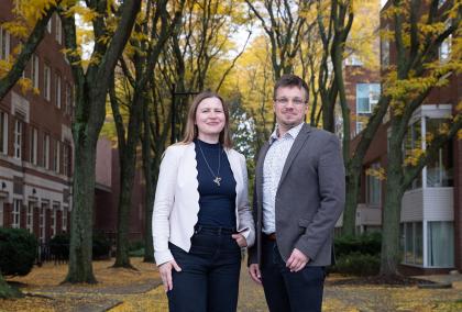 Alexandra Middleton and Juho Kähkönen at Harvard University campus. Photo by Elizabeth Hanlon