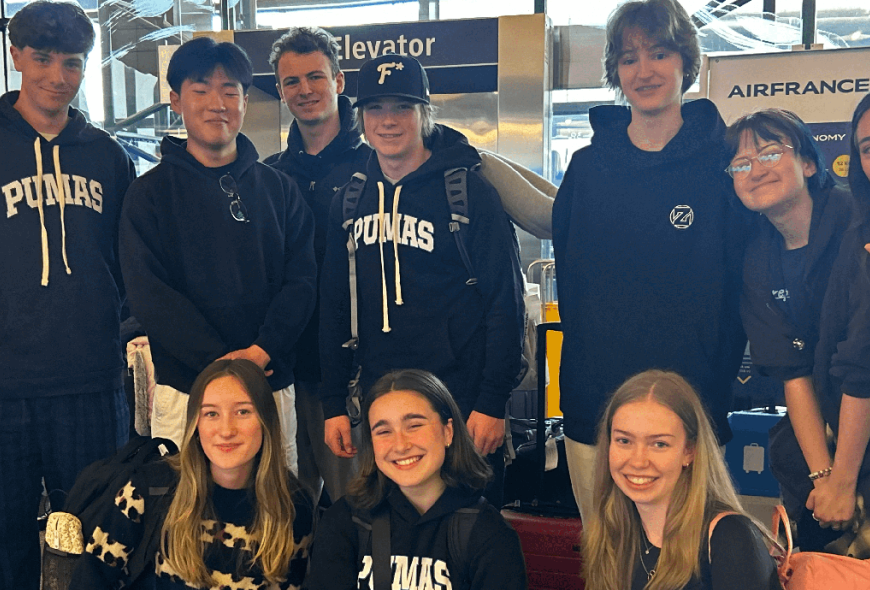 Mikayla and her students and fellow teacher at Sea-Tac airport before departure to Helsinki