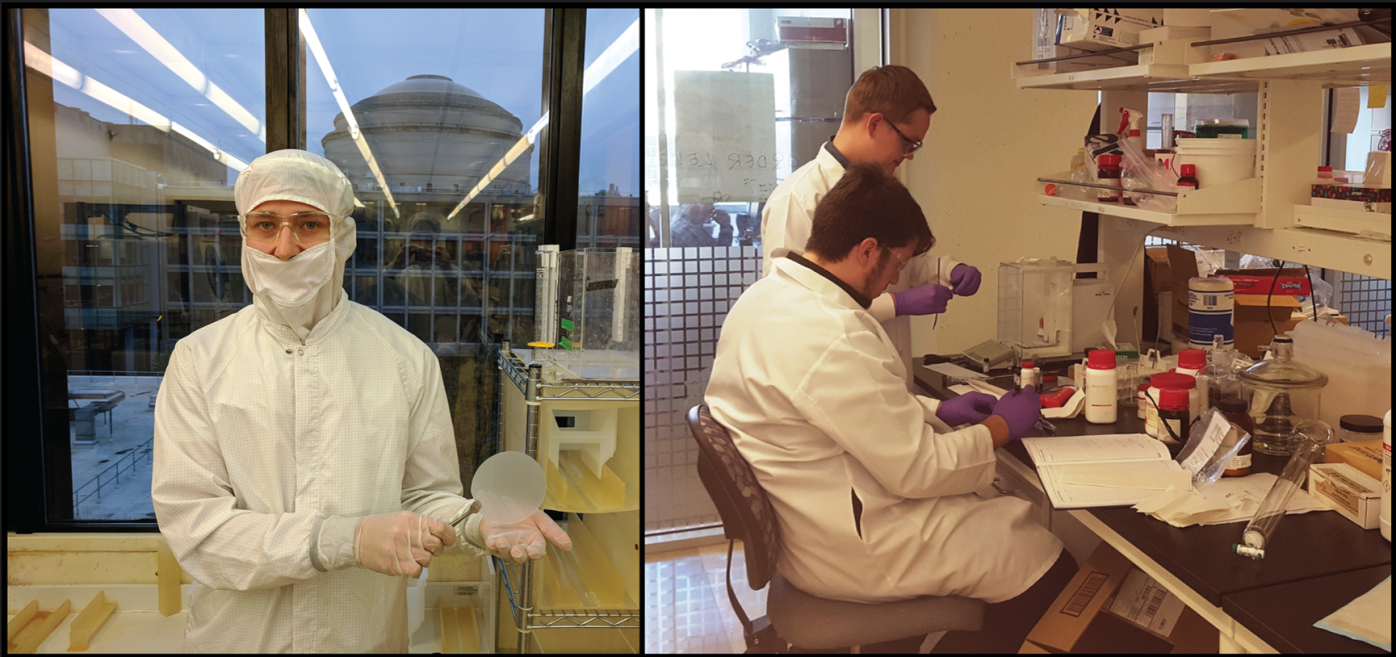 Two photos of Fulbright-KAUTE Foundation awardees working in a lab