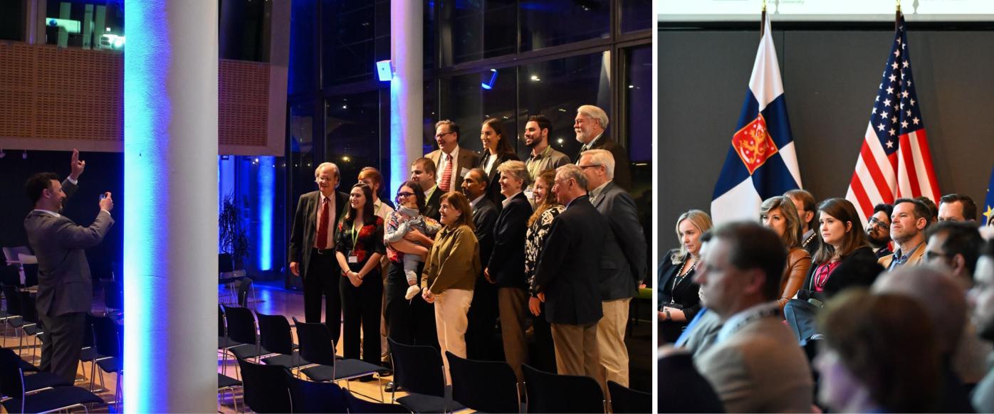 Two photos from an alumni event the Embassy of Finland in Washington, D.C.
