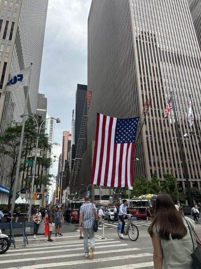 American flag in NYC