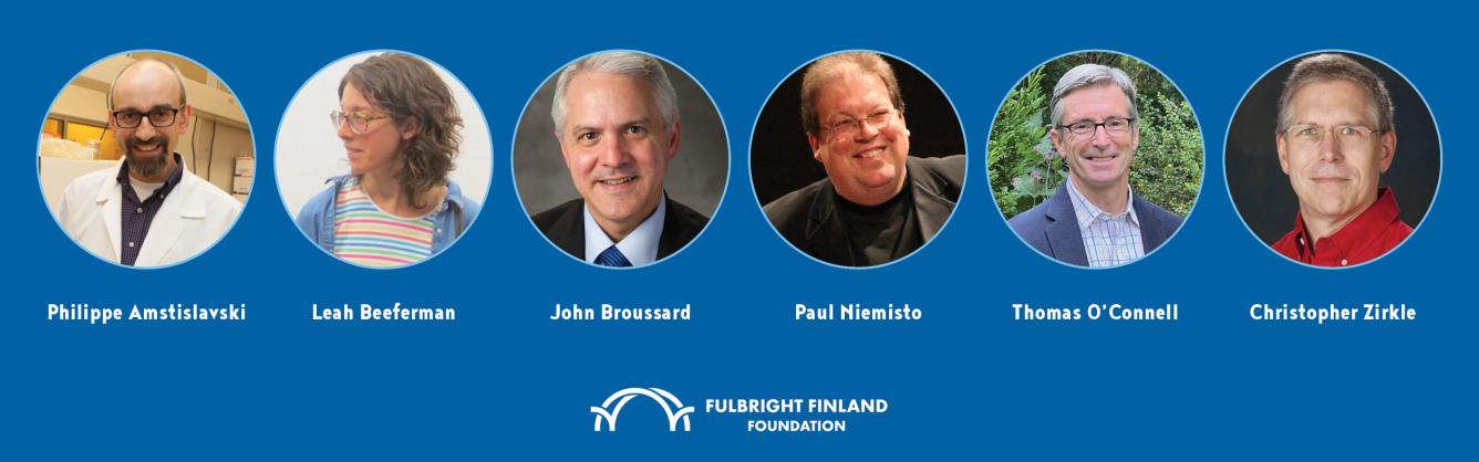 Headshots of the six FoFF awardees on a dark blue background