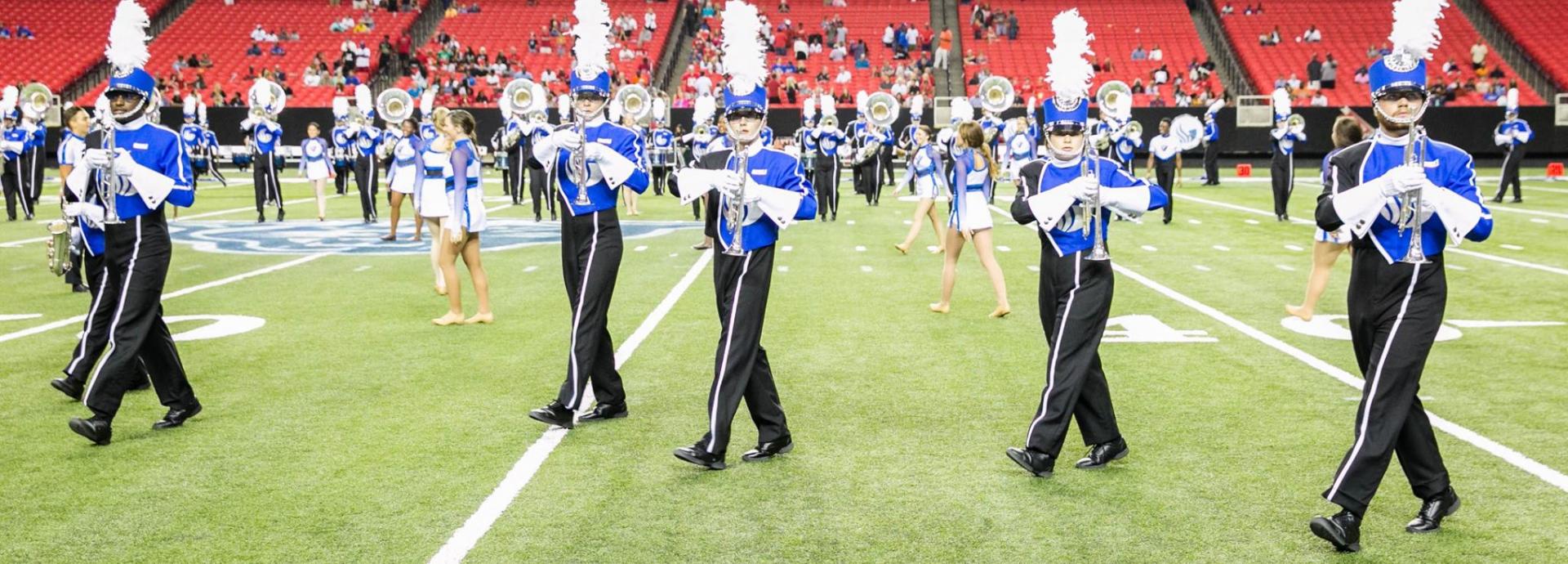 Marching band at a stadium