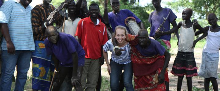Johanna Poutanen on a field visit to a cattle camp in Rumbek, South Sudan.
