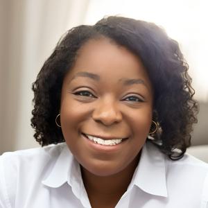 A close-up of a person smiling